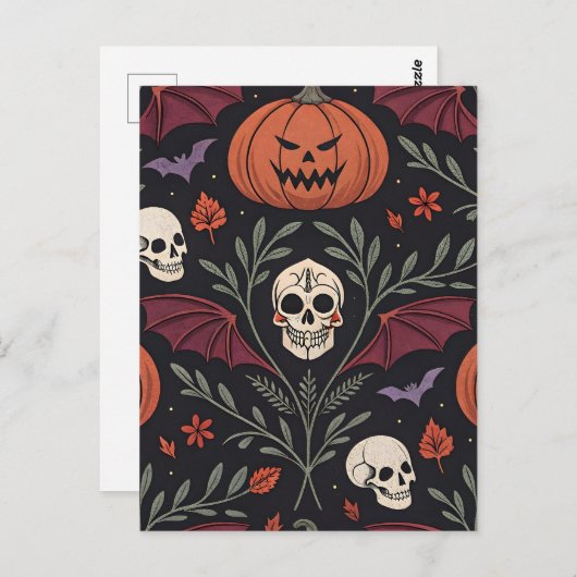 Halloween Vibes Pattern Briefkaart (Voorkant / Achterkant)