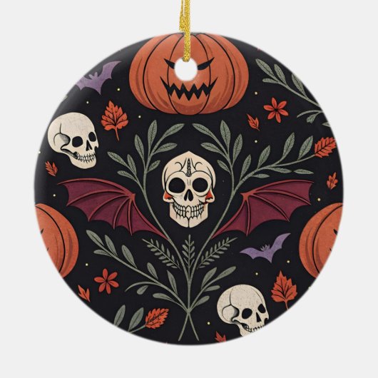 Halloween Vibes Pattern Keramisch Ornament (Achterkant)