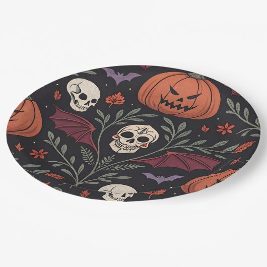 Halloween Vibes Pattern Papieren Bordje (Gekanteld)
