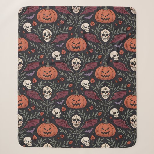 Halloween Vibes Pattern Sherpa Deken (Voorkant)