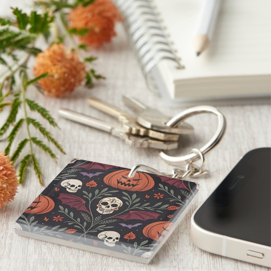 Halloween Vibes Pattern Sleutelhanger (Voorkant Rechts)