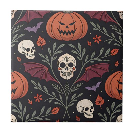 Halloween Vibes Pattern Tegeltje (Voorkant)