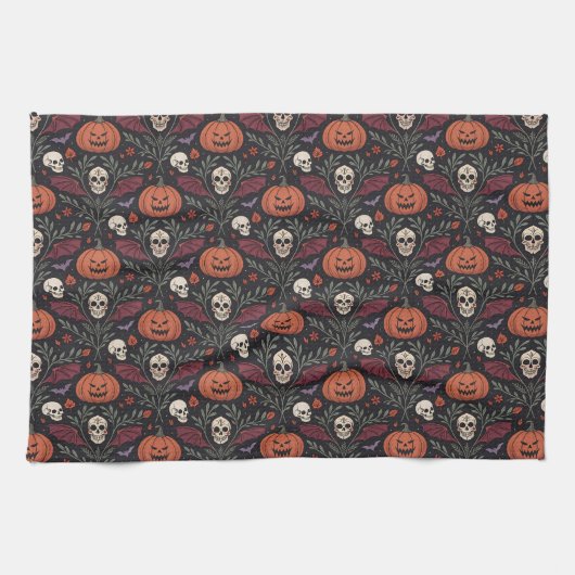 Halloween Vibes Pattern Theedoek (Horizontaal)