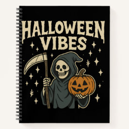 Halloween Vibes Reaper - Black Spiral Notitieboek