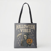 Halloween Vibes Reaper - Grijs Tote Bag (Voorkant)