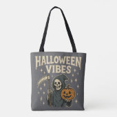 Halloween Vibes Reaper - Grijs Tote Bag (Achterkant)
