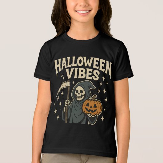 Halloween Vibes Reaper Tri-Blend Shirt (Voorkant)