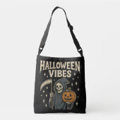 Halloween Vibes Reaper - Zwart Crossbody Tas (Achterkant)