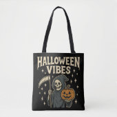 Halloween Vibes Reaper - Zwart Tote Bag (Voorkant)