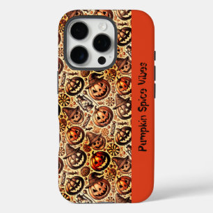 Halloween vibes sinaasappel bruin stijlvol iPhone 16 pro hoesje