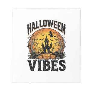 Halloween Vibes Vintage Heeft Maan T-shirt Design_ Notitieblok
