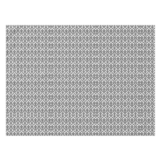 Halloween Victoriaans Damask Brocade Zwart op Wit Tafelkleed (Voorkant (Horizontaal))