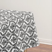 Halloween Victoriaans Damask Brocade Zwart op Wit Tafelkleed (Voorbeeld)