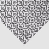 Halloween Victoriaans Damask Brocade Zwart op Wit Tissuepapier (Detail)