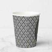 Halloween  Victoriaans Damask White op zwart Papieren Bekers (Rechts)