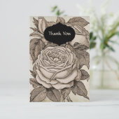  Halloween Victoriaans Gotisch Roos in Sepia Bedankkaart (Staand voorkant)