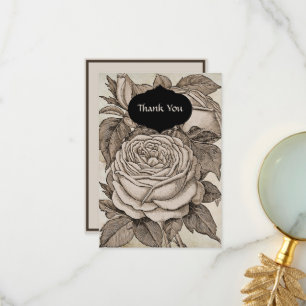 Halloween Victoriaans Gotisch Roos in Sepia Bedankkaart