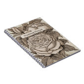 Halloween Victoriaans Gotisch Roos in Sepia Notitieboek (Rechterzijde)