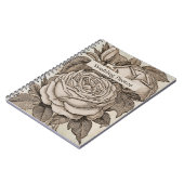 Halloween Victoriaans Gotisch Roos in Sepia Notitieboek (Linkerzijde)