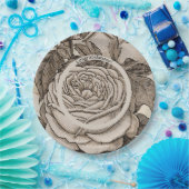  Halloween Victoriaans Gotisch Roos in Sepia Papieren Bordje (Feest)