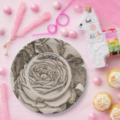  Halloween Victoriaans Gotisch Roos in Sepia Papieren Bordje (Feest)