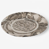  Halloween Victoriaans Gotisch Roos in Sepia Papieren Bordje (Gekanteld)