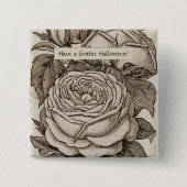 Halloween Victoriaans Gotisch Roos in Sepia Vierkante Button 5,1 Cm (Voorkant)