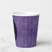 Halloween Victoriaans Paarse & Zwarte Brocade Dama Papieren Bekers (Links)