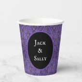 Halloween Victoriaans Paarse & Zwarte Brocade Dama Papieren Bekers (Voorkant)