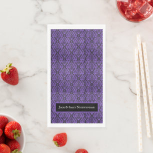 Halloween Victoriaans Paarse & Zwarte Brocade Dama Servet