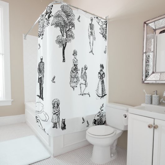 halloween Victoriaans skelet Douchegordijn (In situ)