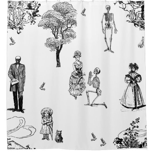halloween Victoriaans skelet Douchegordijn (Voorkant)