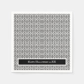 Halloween Victoriaanse Damast Brokaat Zwart op Wit Servet (Voorkant)