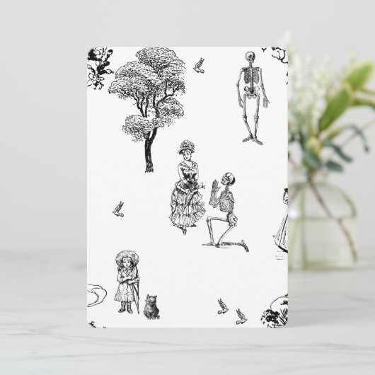 halloween victoriaanse skelet toile schedel kaart (Staand voorkant)