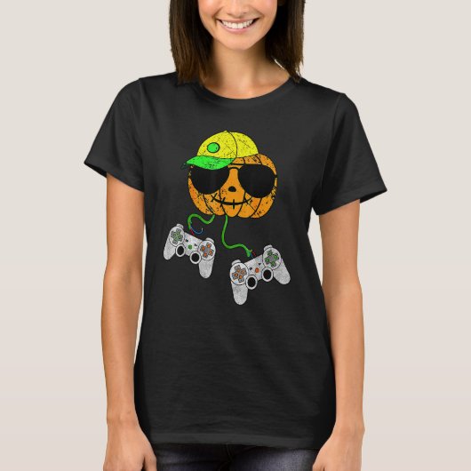 Halloween Video Game Controller pomkin Gamer Cos T-shirt (Voorkant)