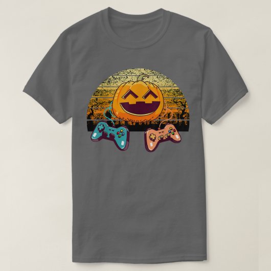 Halloween Video Game Controller Pumpkin Funny Game T-shirt (Design voorkant)