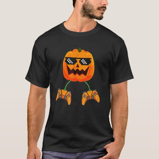 Halloween Video Game Controller With Pumpkin Face  T-shirt (Voorkant)
