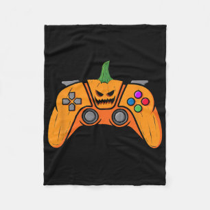 Halloween videospelcontroller met pompoengezicht fleece deken