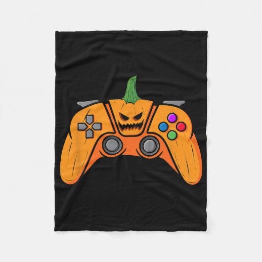 Halloween videospelcontroller met pompoengezicht fleece deken (Voorkant)