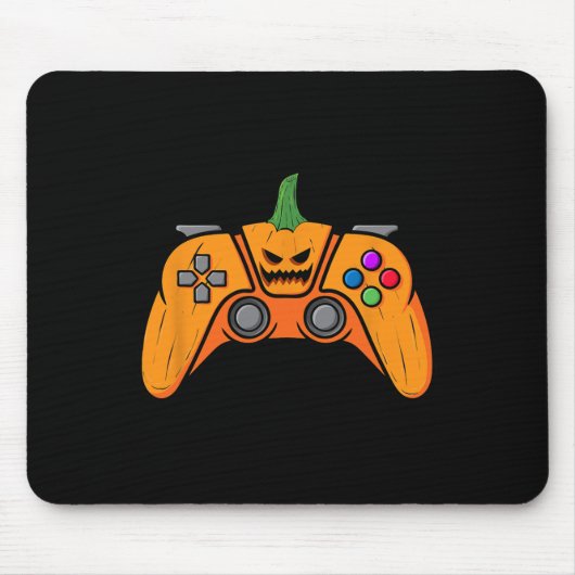Halloween videospelcontroller met pompoengezicht muismat (Voorkant)