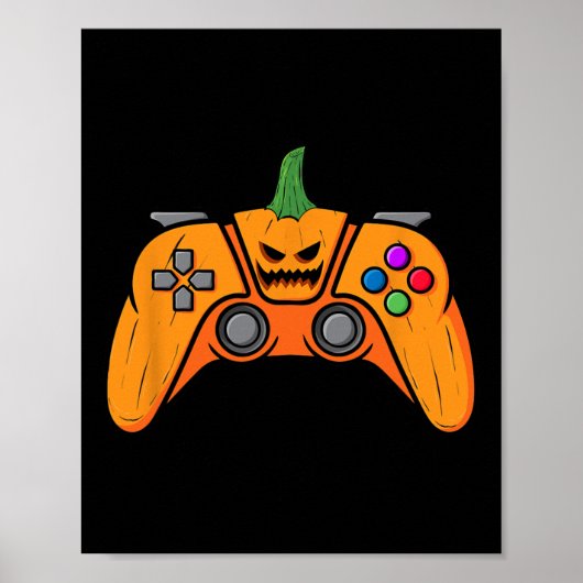 Halloween videospelcontroller met pompoengezicht poster (Voorkant)