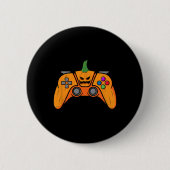 Halloween videospelcontroller met pompoengezicht ronde button 5,7 cm (Voorkant)