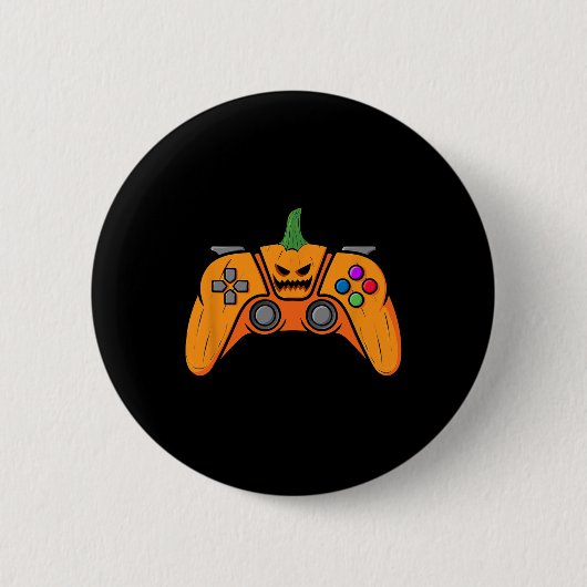 Halloween videospelcontroller met pompoengezicht ronde button 5,7 cm (Voorkant)