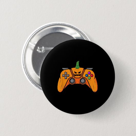 Halloween videospelcontroller met pompoengezicht ronde button 5,7 cm (Voorkant /achterkant)