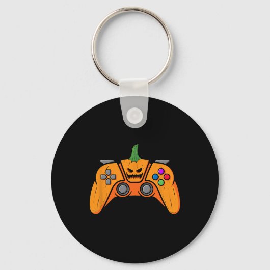 Halloween videospelcontroller met pompoengezicht sleutelhanger (Voorkant)