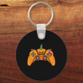 Halloween videospelcontroller met pompoengezicht sleutelhanger (Voorkant)