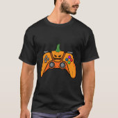 Halloween videospelcontroller met pompoengezicht t-shirt (Voorkant)