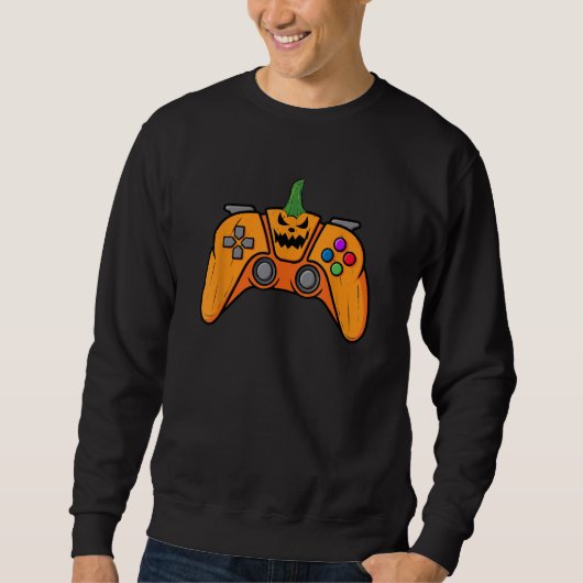 Halloween videospelcontroller met pompoengezicht trui (Voorkant)