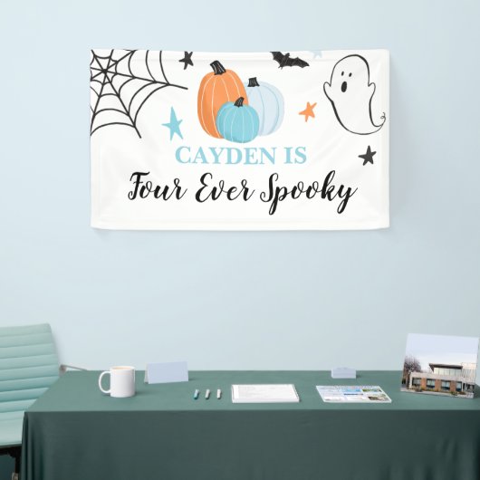 Halloween Vier Ever Spooky Pompoenen 4e Verjaardag Spandoek (Beurs)