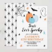 Halloween Vier Ever Spooky Verjaardagspompoenen Kaart (Voorkant / Achterkant)